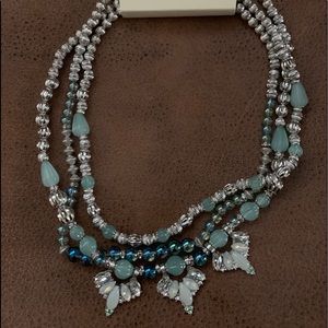 Mint Green, Blue, Silver Necklace.